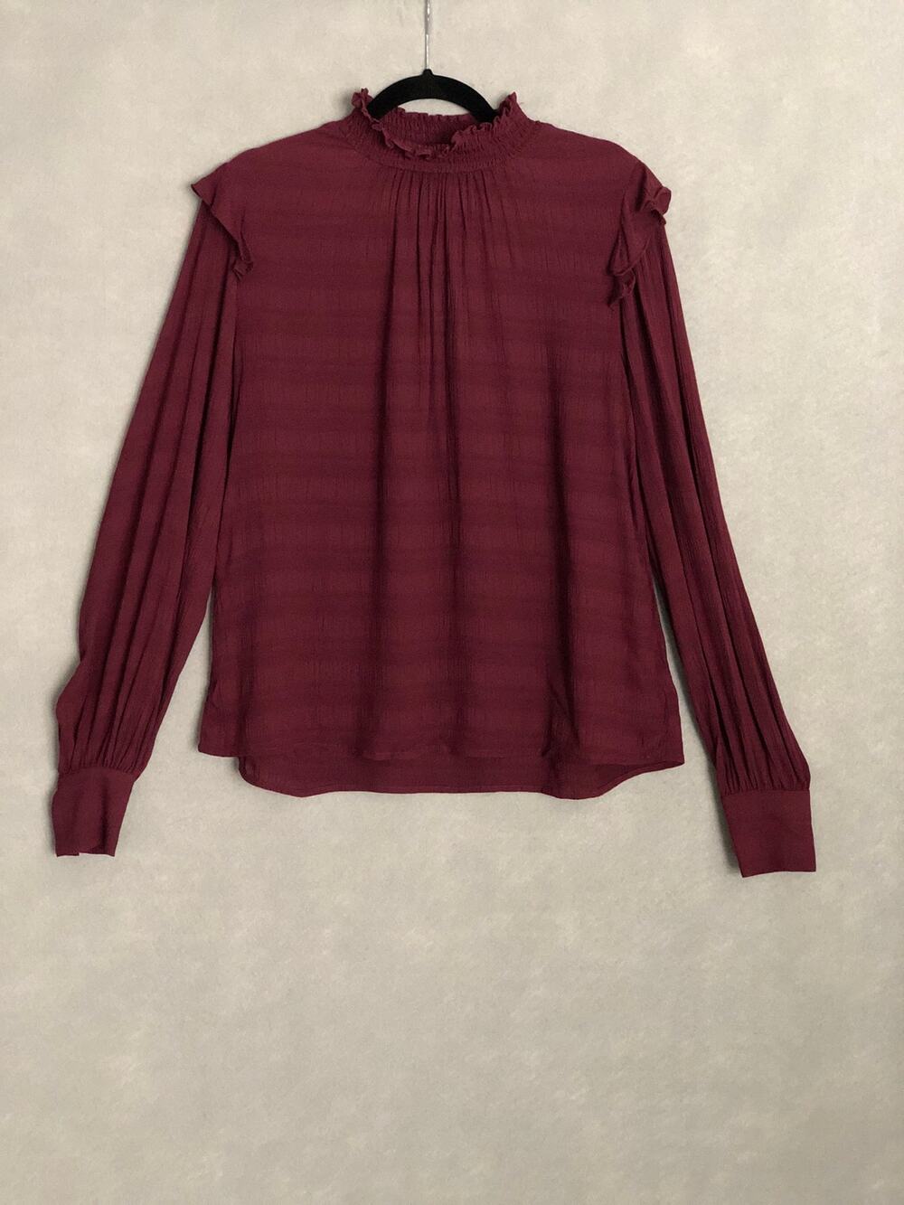 Sanctuary High Neck Top Long Sleeve in Burgundy Women's Size Small NEW